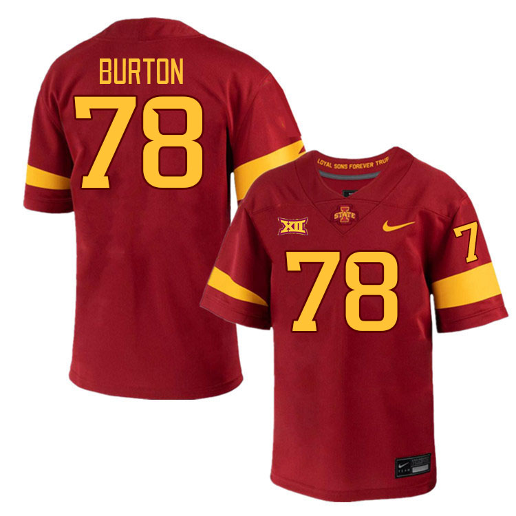 Men #78 AJ Burton Iowa State Cyclones College Football Jerseys Stitched-Cardinal